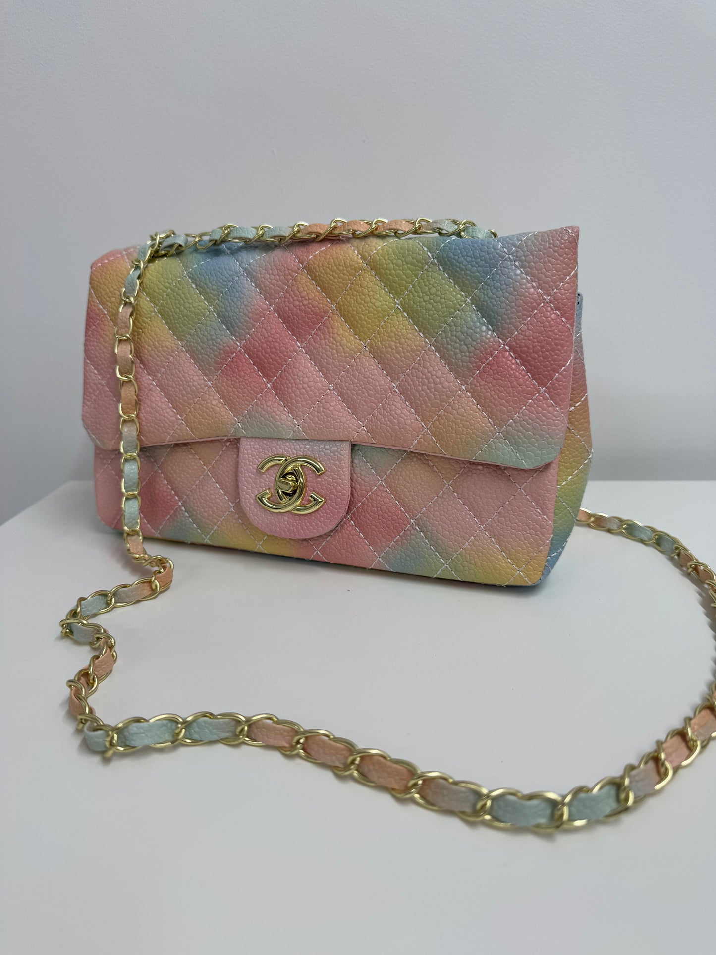 Multi pastel quilted bag