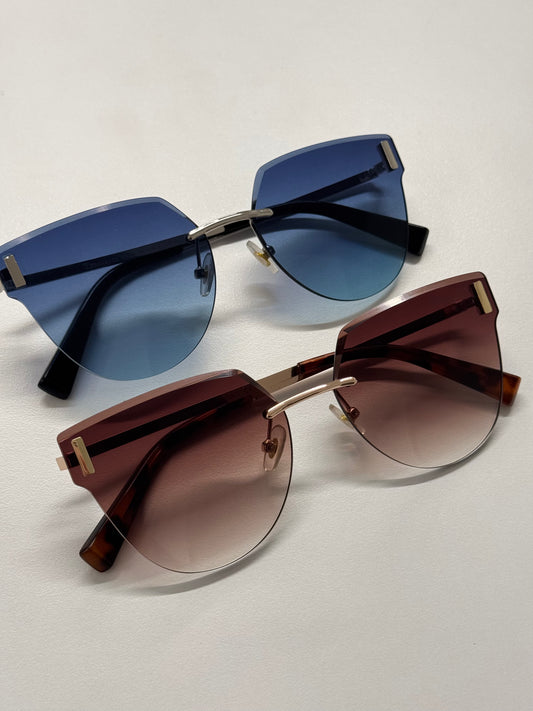 Tiff cat eye frameless sunglasses