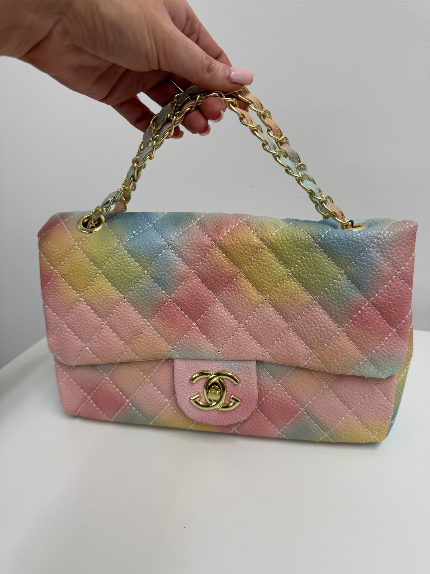 Multi pastel quilted bag