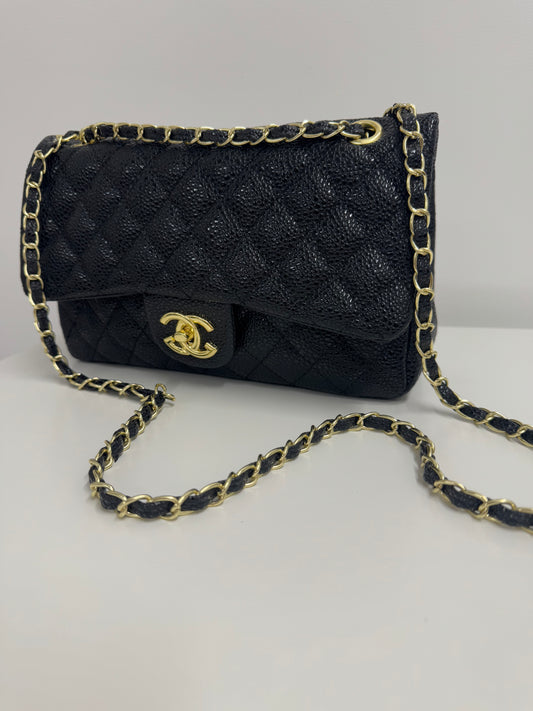 Black quilted bag