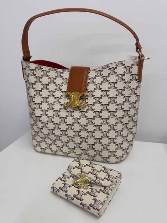 Selina bucket bag & purse beige